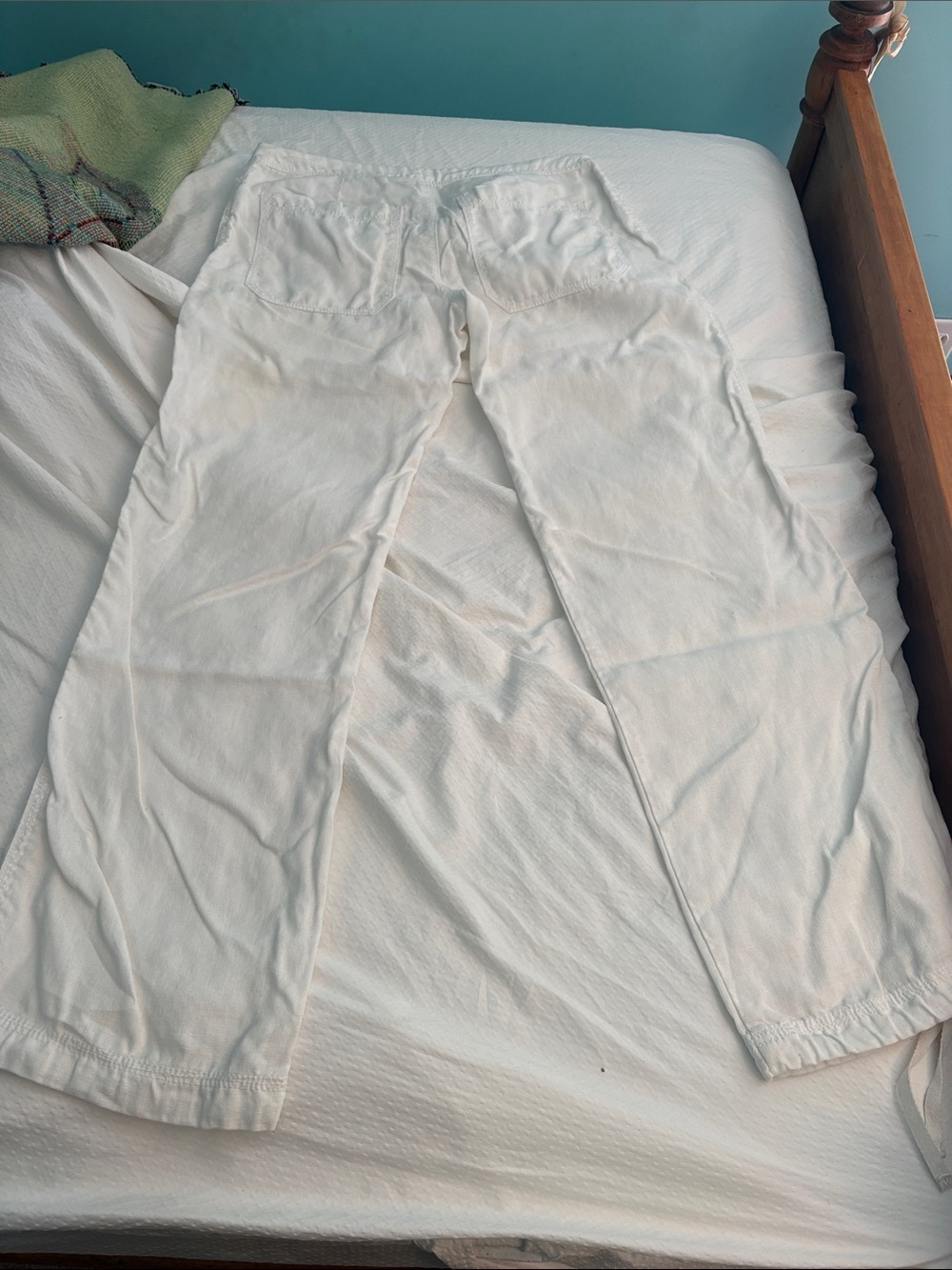 Women’s White Drawstring Casual Pants - Picture 3 of 4